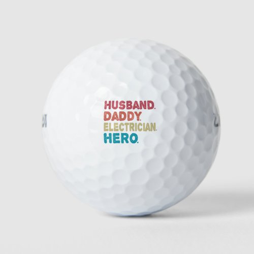 Husband daddy Electrician hero Funny Retro Gift Golf Balls