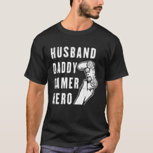 Husband Daddy Gamer Hero Vintage Controller Fathe T-Shirt
