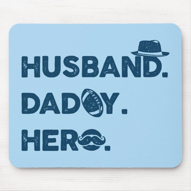 Husband. Daddy. Hero. Retro Graphic Mouse Pad (Front)