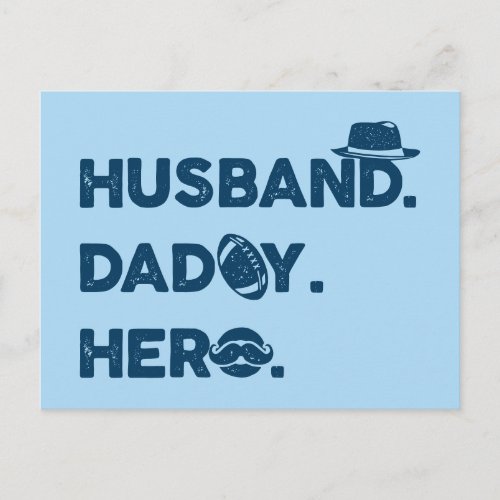 Husband Daddy Hero Retro Graphic Postcard
