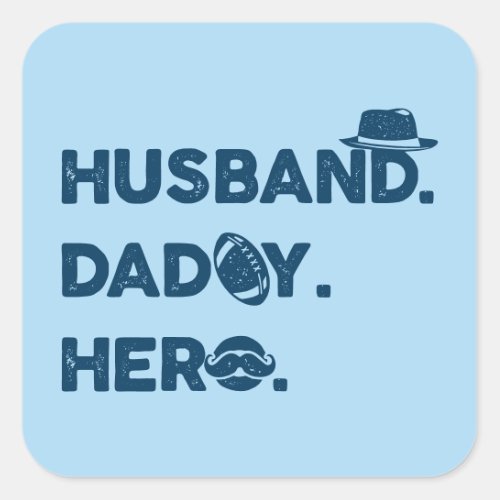 Husband Daddy Hero Retro Graphic Square Sticker