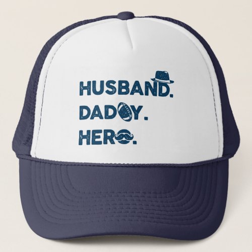 Husband Daddy Hero Retro Graphic Trucker Hat