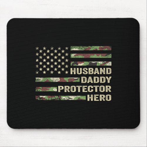 Husband Daddy Protector Hero Fathers Day Camo Amer Mouse Pad