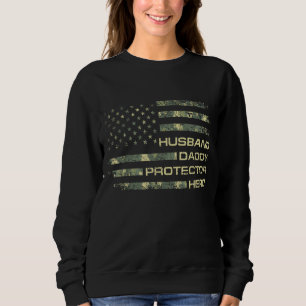 Husband Daddy Protector Hero Fathers Day Flag Gift Sweatshirt
