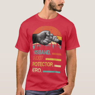 Husband Daddy Protector Hero Fathers Day Gift For  T-Shirt