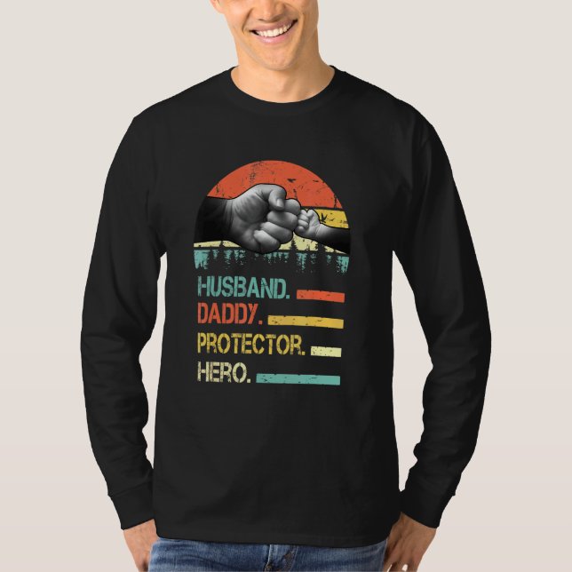 Husband Daddy Protector Hero Fathers Day Gift T-Shirt (Front)