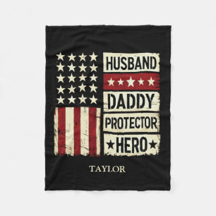 Husband Daddy Protector Hero  Fleece Blanket