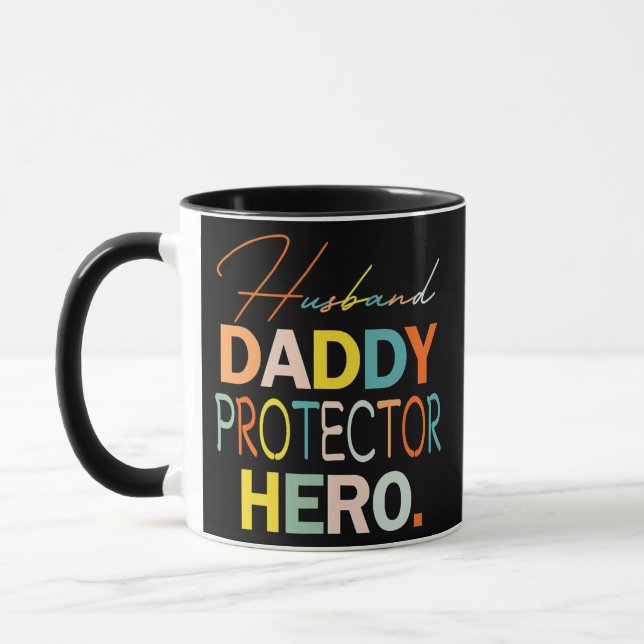 Husband Daddy Protector Hero Funny Father's Day Mug (Left)