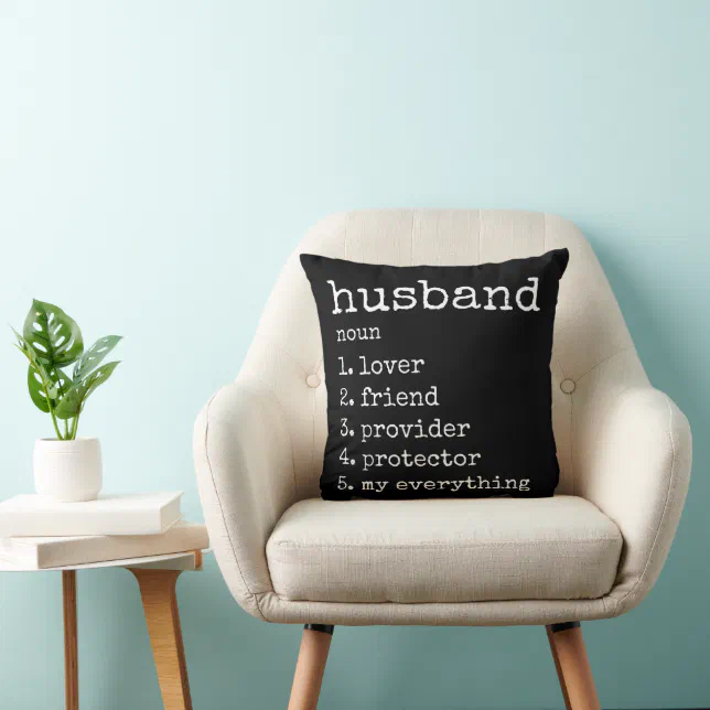 Husband Definition Anniversary Gift Pillow Black Zazzle