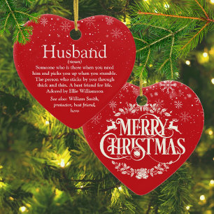 Husband Definition Christmas Holidays Ceramic Ornament