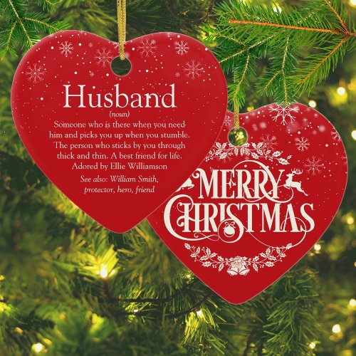 Husband Definition Christmas Holidays Ceramic Ornament
