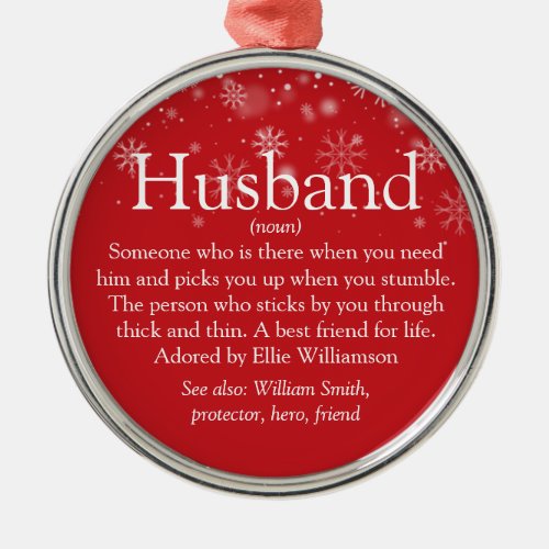 Husband Definition Christmas Holidays Metal Ornament