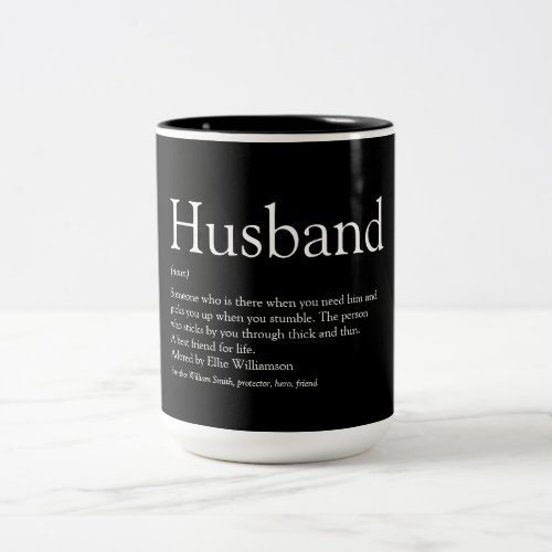 Husband Definition Fun Cool Black and White Two_Tone Coffee Mug