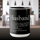 Husband Definition Fun Cool Black and White Two-Tone Coffee Mug<br><div class="desc">Personalize for your special husband to create a unique gift for birthdays, anniversaries, weddings, Christmas or any day you want to show how much he means to you. A perfect way to show him how amazing he is every day. You can even customize the background to their favourite color. Designed...</div>