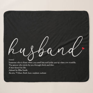 Husband Definition Love Heart Elegant Script Sherpa Blanket