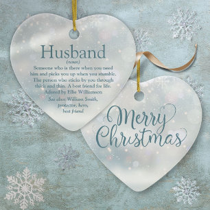 Husband Definition Merry Christmas Holidays Ceramic Ornament