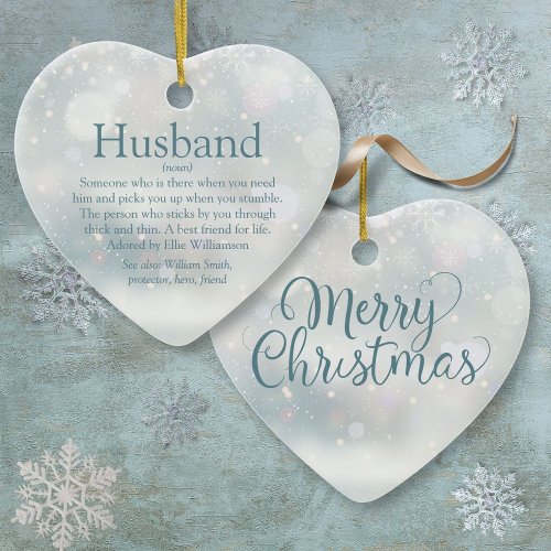 Husband Definition Merry Christmas Holidays Ceramic Ornament