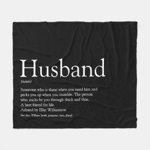 Husband Definition Modern Black and White Fun Fleece Blanket