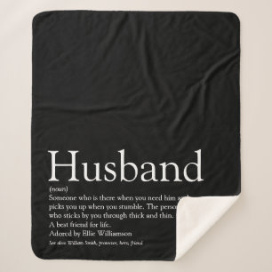 Husband Definition Modern Black and White Sherpa Blanket