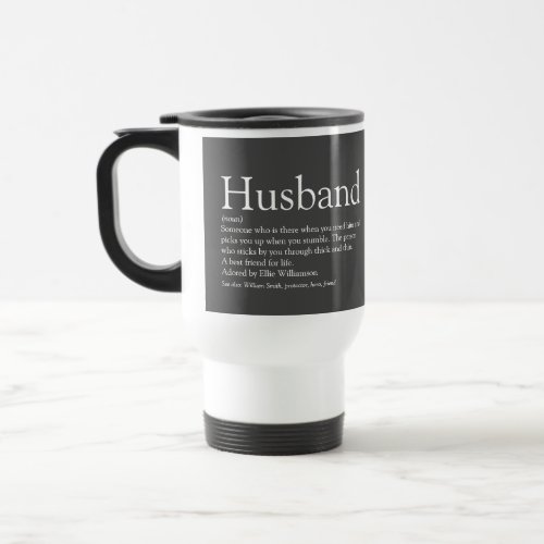 Husband Definition Modern Gray Typographic Fun Travel Mug