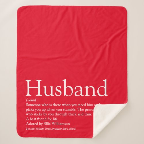 Husband Definition Quote Modern Fun Red Sherpa Blanket