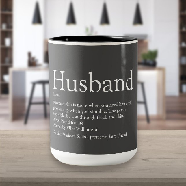 Husband Definition Quote Modern Gray Two-Tone Coffee Mug (Husband Definition Quote Modern Gray Two-Tone Coffee Mug)