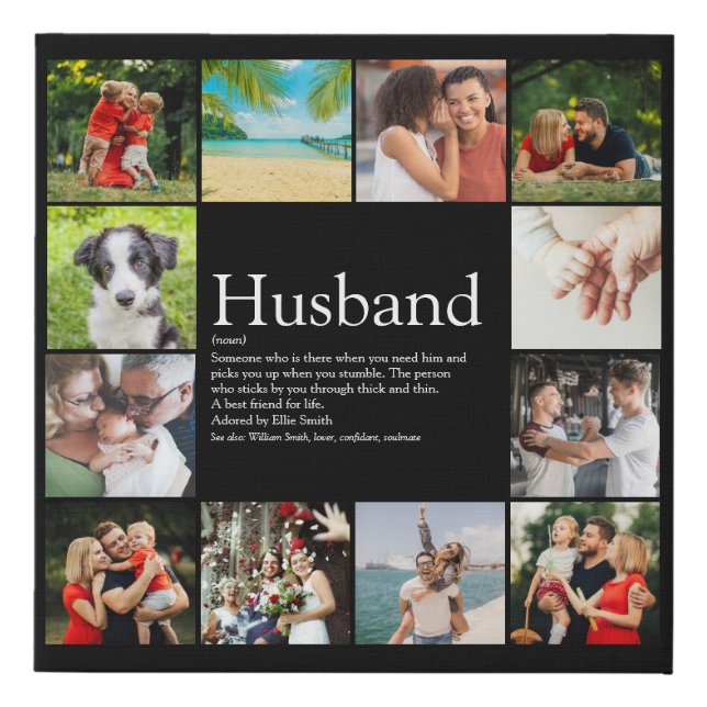 Husband Definition Quote Modern Photo Collage Faux Canvas Print (Front)