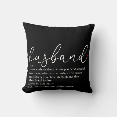 Husband Definition Script Modern Fun Throw Pillow