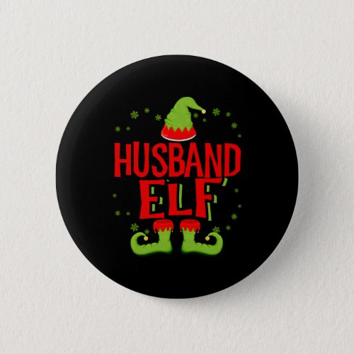 Husband Elf Matching Family Christmas Button