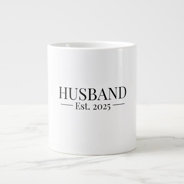 Husband Established 2025 Giant Coffee Mug (Front)