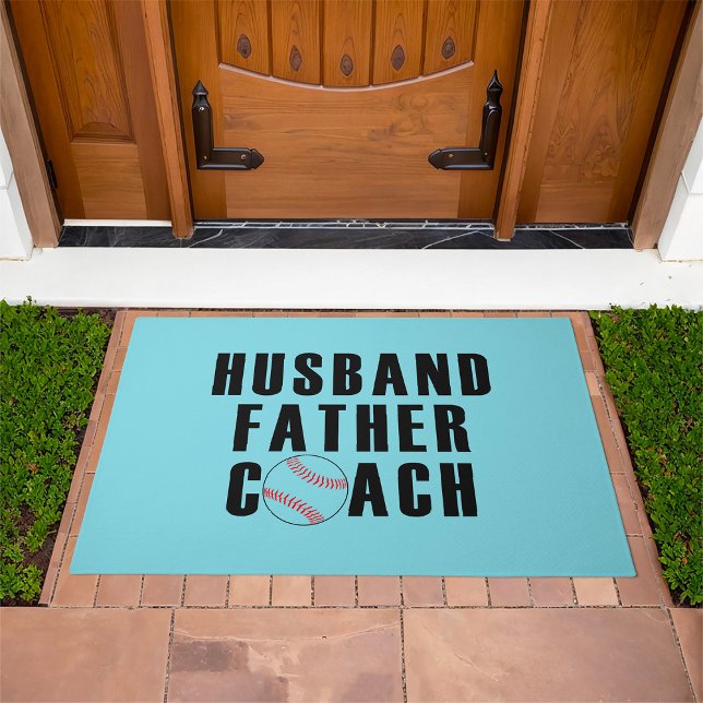 Husband Father Coach Baseball Dad Quote Doormat (Creator Uploaded)