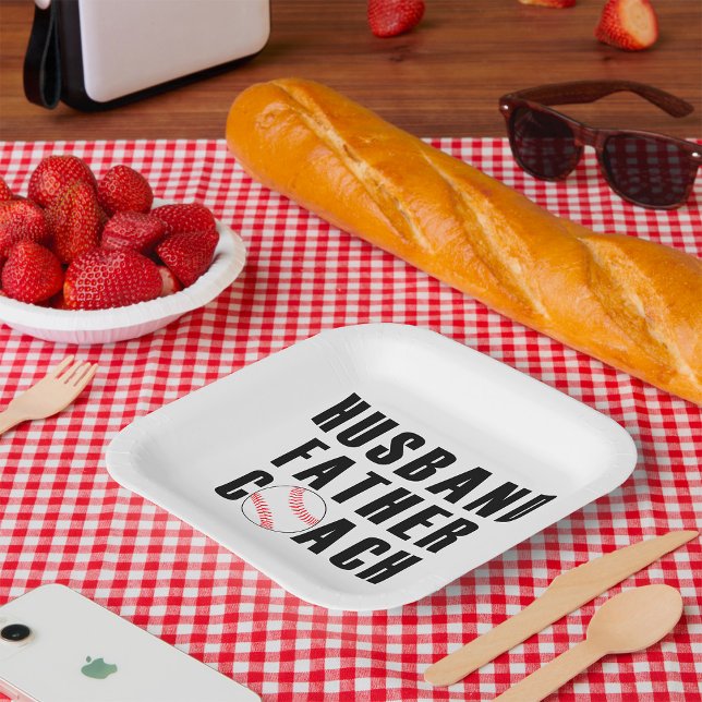 Husband Father Coach Baseball Dad Quote Paper Plates (Creator Uploaded)