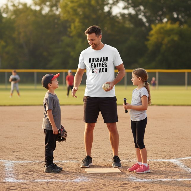 Husband Father Coach Baseball Dad Quote T-Shirt (Creator Uploaded)