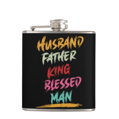 Husband Father King Blessed Man  Fathers Day Flask