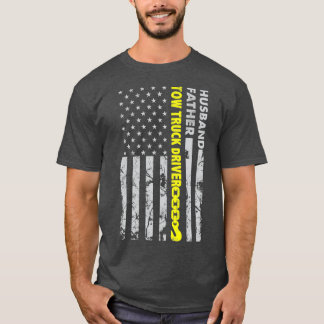 Husband Father Tow Truck Driver American flag T-Shirt