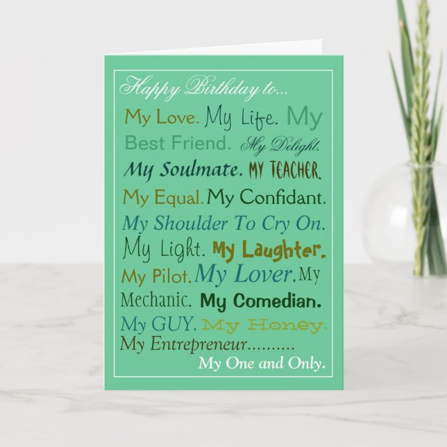 Husband-Fiance-Boyfriend Birthday Card lover card (Front)