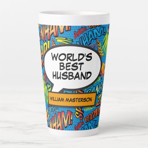 Husband Fun Cool Colorful Comic Typographic Latte Mug