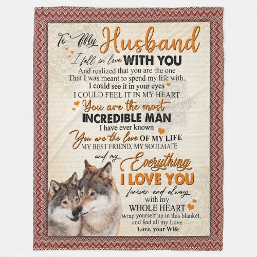Husband Gift  Letter To My Husband From Wife Fleece Blanket