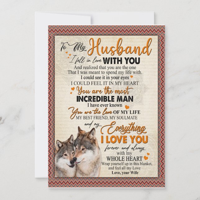 Husband Gift | Letter To My Husband From Wife Invitation (Front)