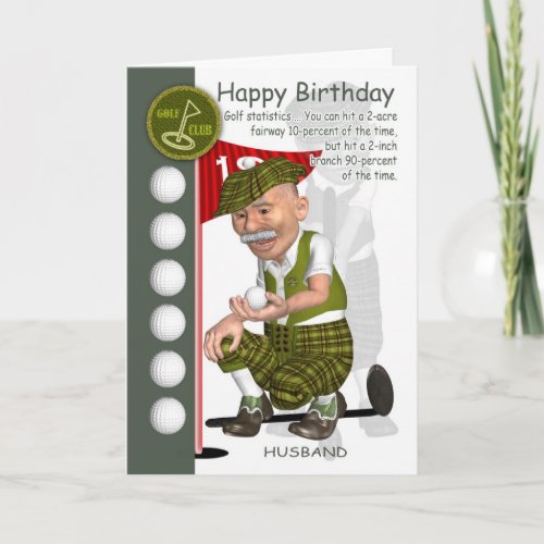 Husband Golfer Birthday Greeting Card With Humor