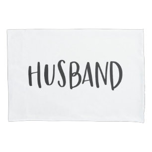 Husband graphic black and white typography pillow case