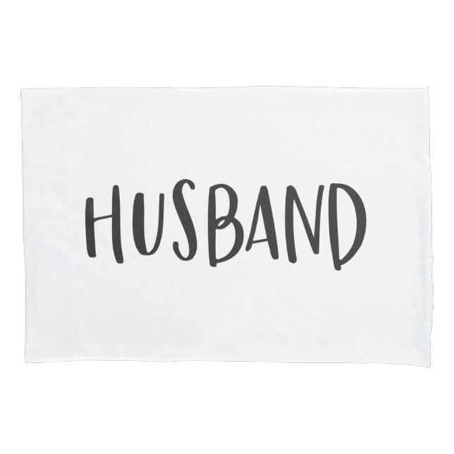 Husband graphic black and white typography pillow case (Front)
