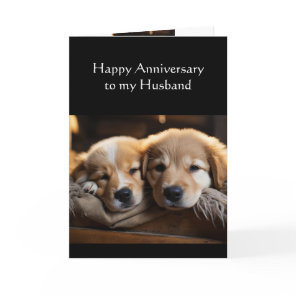 Husband Happy Anniversary Cute Dog Puppy Love Card