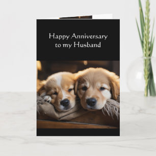 Husband Happy Anniversary Cute Dog Puppy Love Card