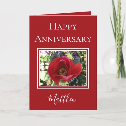 Husband Happy Anniversary Red Rose Card