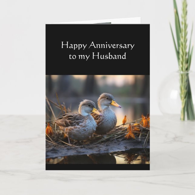 Husband Happy Anniversary Waterfowl Ducks  Card (Front)
