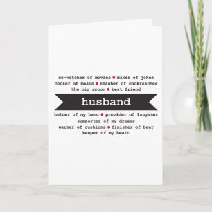 Husband Happy Birthday Card // Adjectives describe
