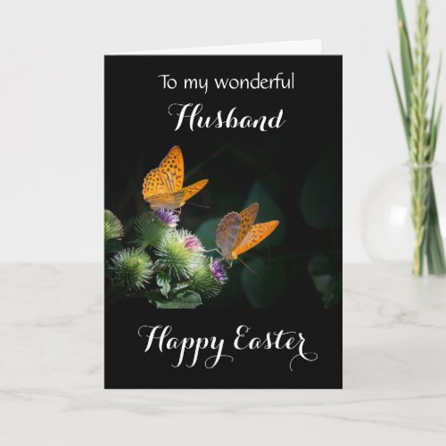 Husband  Happy Easter _ Fritillary Butterflies Holiday Card