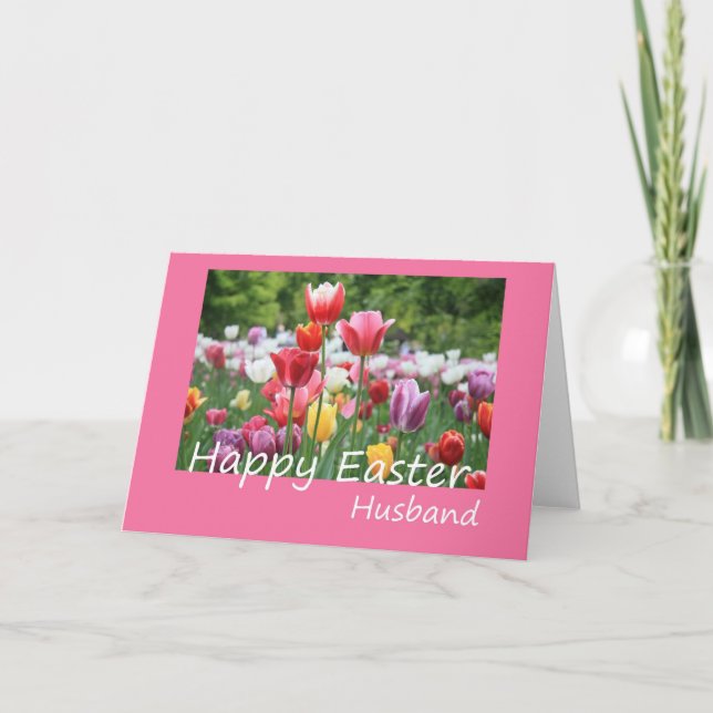 Husband Happy Easter Tulip card (Front)