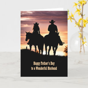 Husband Happy Fathers Day Cowboy and Cowgirl Card